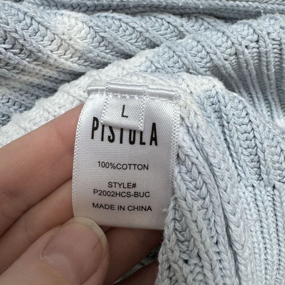 Pistola Eve Cropped Sweater Blue White Tye Dyed Chunky Knit Cotton Womens Large - Picture 6 of 9